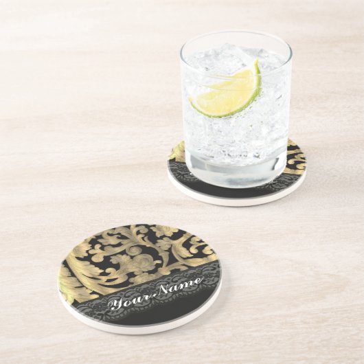 Golddamast Getränkeuntersetzer (Seite)