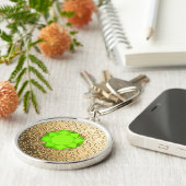 GoldDamast mit dem Imitat-Peridot-Edelstein Schlüsselanhänger (Seite)