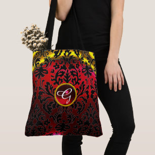 GOLDdamast-MONOGRAMM DER KUNST-NOUVEAU ROTES Tasche