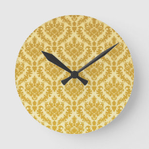 Golddamast Runde Wanduhr