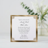 Golddamast-Silk vornehme Hochzeits-Einladung Einladung (Stehend Vorderseite)
