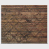 Golddampfer auf Braunholz Geschenkpapier (Flach)