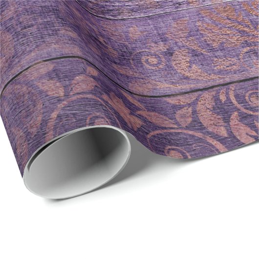 Golddampfer auf Lila Holz Geschenkpapier (Rolleneckpunkt)