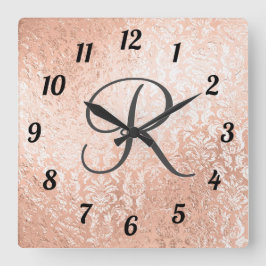 Golddampfer der Mit Monogramm Rose Quadratische Wanduhr