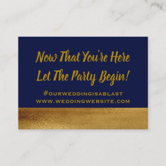 Golddanken blaues elegantes Hochzeits-Party Ihnen Visitenkarte (Vorderseite)