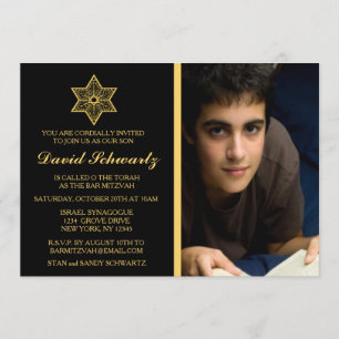 Golddavidsstern Bar Mitzvah Bild-Einladung Einladung