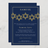 Golddavidsstern Bar Mitzvah Einladungs-| Einladung (Vorne/Hinten)