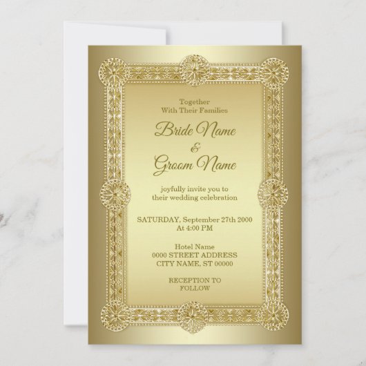 Golddekorative Hochzeitseinladung Einladung (Vorderseite)