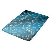 Golddelfine mit goldenen Wassertropfen Badematte (Schrägansicht)