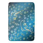 Golddelfine mit goldenen Wassertropfen Badematte (Vorderseite Vertikal)