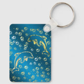 Golddelfine mit goldenen Wassertropfen Schlüsselanhänger (Rückseite)