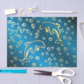 Golddelfine mit goldenen Wassertropfen Seidenpapier (Handwerk)