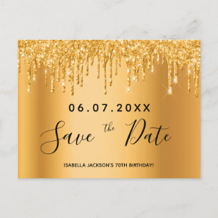 Golddetails des 70. Geburtstages Save the Date Postkarte
