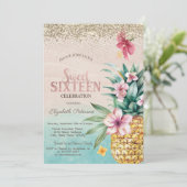 Golddiamanten, Ananas-Ananas-Ananas-Süße 16 Einladung (Stehend Vorderseite)