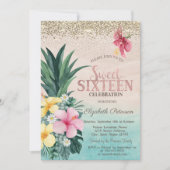 Golddiamanten, Ananas Beach Sweet 16 Einladung (Vorderseite)