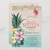 Golddiamanten, Ananas Beach Sweet 16 Einladung (Vorne/Hinten)