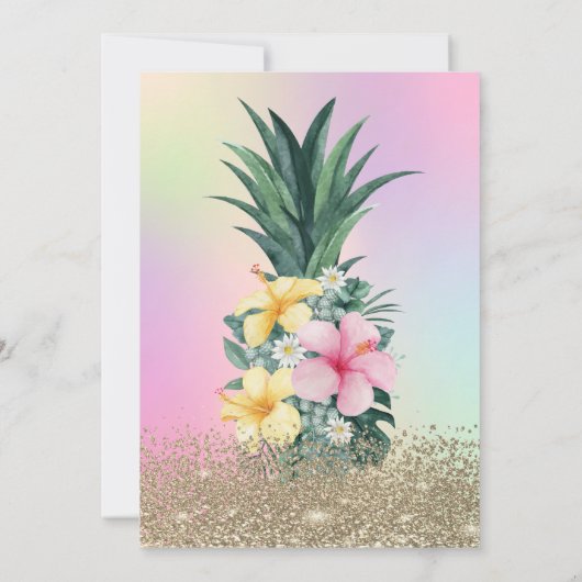 Golddiamanten, Ananas, Holografischer Süßstoff 16 Einladung (Rückseite)