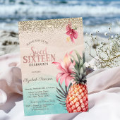 Golddiamanten,Hibiskus Ananas Beach Sweet 16 Einladung