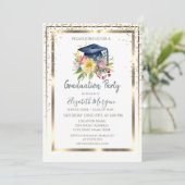 Golddiamanten, Rahmen, Abschluss mit blühenden Gra Einladung (Stehend Vorderseite)