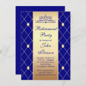 Golddiamantenmuster im blauen Party der Altersvors Einladung (Vorne/Hinten)