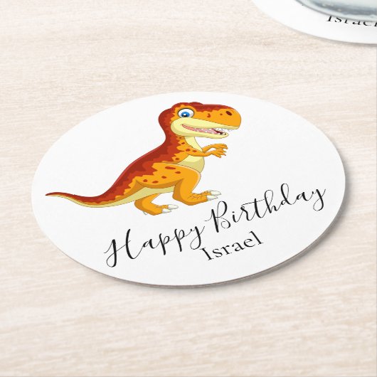 Golddinosaurier Runder Pappuntersetzer (Angewinkelt)