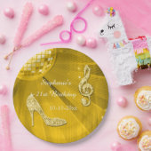 Golddisco-Ball und Heels-21. Geburtstag Pappteller (Party)