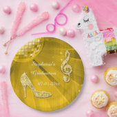 Golddisco-Ball-und Heels-Abschluss Pappteller (Party)