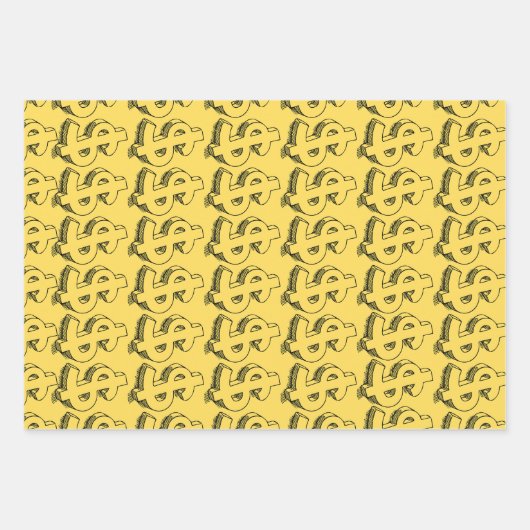 Golddolar Geschenkpapier Set (Vorderseite)