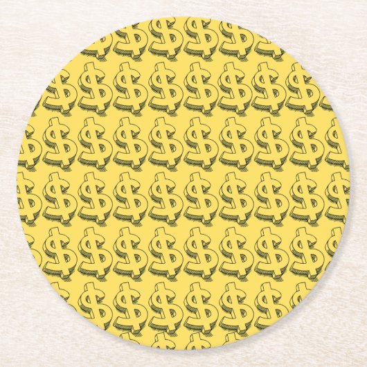 Golddolar Runder Pappuntersetzer (Vorderseite)