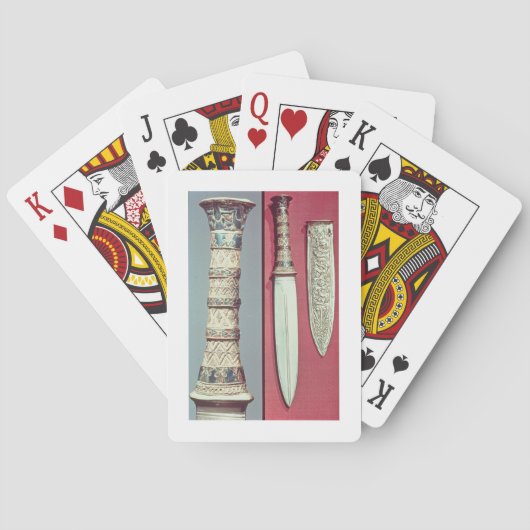 Golddolch und Hülle, Tutankhamun Schatz, c.13 Spielkarten (Rückseite)