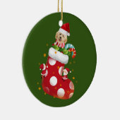 Golddoodle mit Socken Keramik Ornament (Rechts)