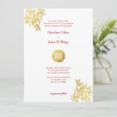 Golddoppeltes Bambusglück-chinesische Hochzeit Einladung (Stehend Vorderseite)