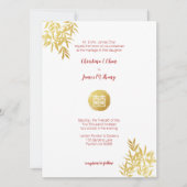 Golddoppeltes Bambusglück-chinesische Hochzeit Einladung (Vorderseite)