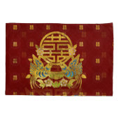 Golddoppeltes Glück-Symbol mit Vögeln Kissenbezug (Rückseite)