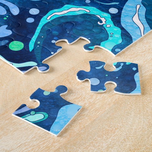 Golddrache auf blauen Waves Puzzle (Seite)