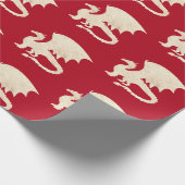 Golddrache auf Dunkelrot Geschenkpapier (Ecke)