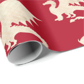Golddrache auf Dunkelrot Geschenkpapier (Rolleneckpunkt)