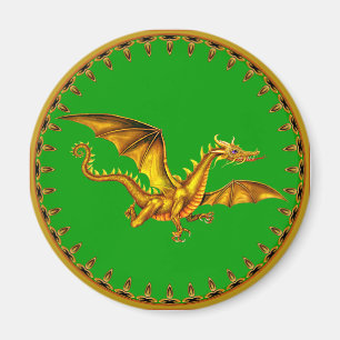 Golddrache auf Grün Magnet