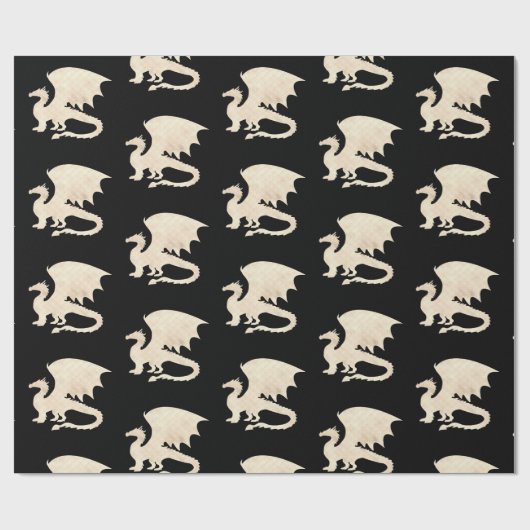 Golddrache auf schwarz geschenkpapier (Flach)