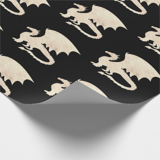 Golddrache auf schwarz geschenkpapier (Ecke)