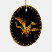 Golddrache auf Schwarzem Keramik Ornament (Rechts)