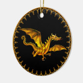 Golddrache auf Schwarzem Keramik Ornament (Links)