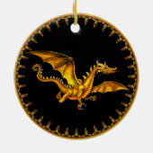 Golddrache auf Schwarzem Keramik Ornament (Hinten)