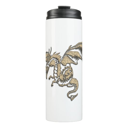 Golddrache auf Weiß Thermosbecher (Vorderseite)