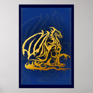 Golddrache-Druck Poster