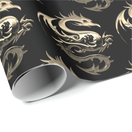 Golddrache Geschenkpapier (Rolleneckpunkt)