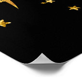 Golddrache im Sternenposter im schwarzen Hintergru Poster (Ecke)