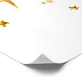 Golddrache im Sternenposter vor weißem Hintergrund Poster (Ecke)