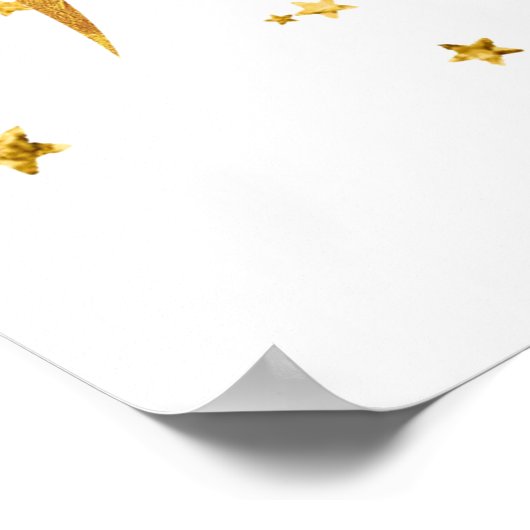 Golddrache im Sternenposter vor weißem Hintergrund Poster (Ecke)