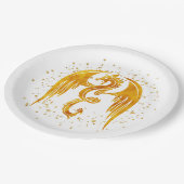 Golddrache in den Tellern des Sternenpapiers Pappteller (Schrägansicht)